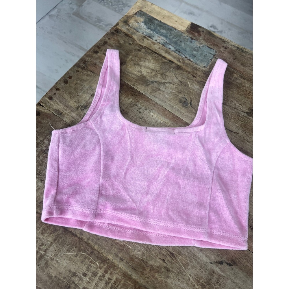 Forever 21 Pink Velour Eternal Love Embroidered Crop Tank Top Small Y2K McBling - Picture 4 of 5